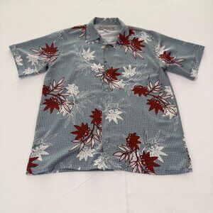 Vintage Billabong Mens Hawaiian Button Down Shirt Size Large Plaid Floral Casual